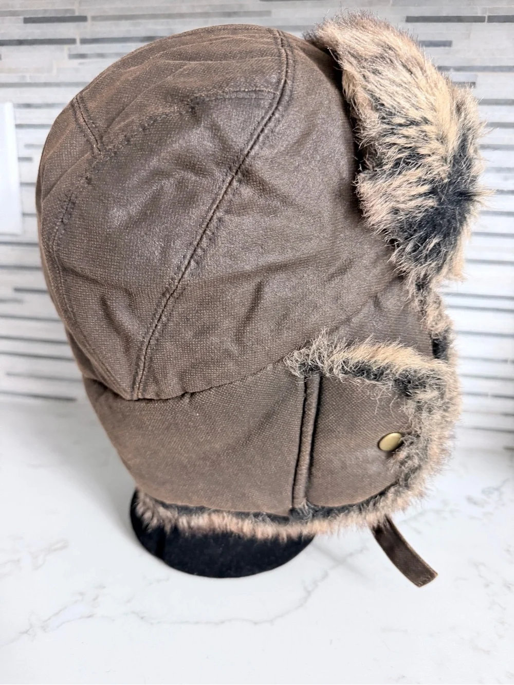 Vintage Faux Fur winter Aviator Trapper Hat - Brown
